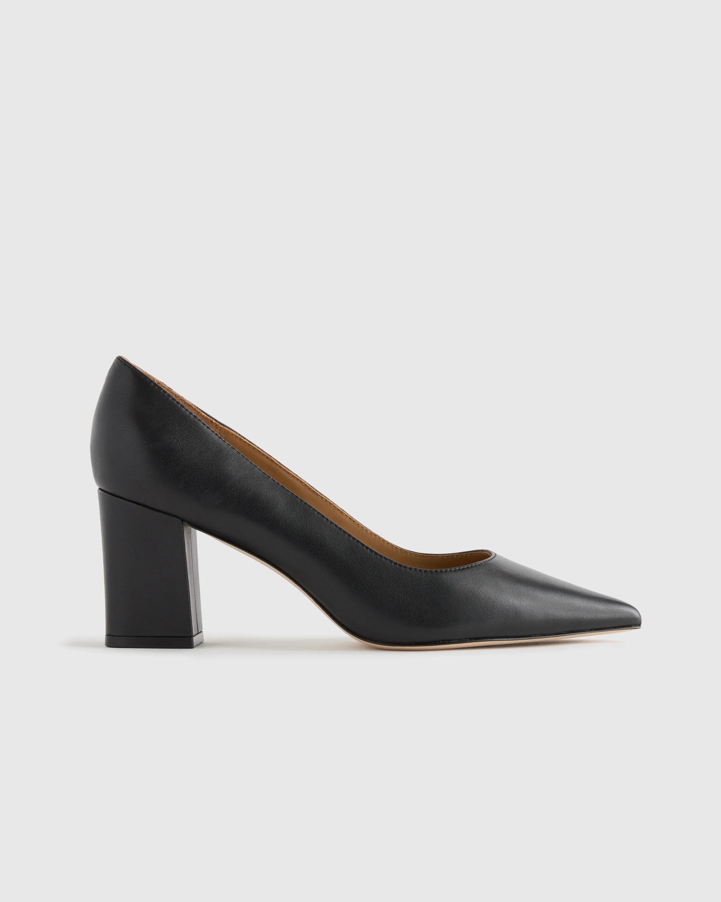Italian Leather 65mm Block Heel Pump - 5 / Coffee Bean