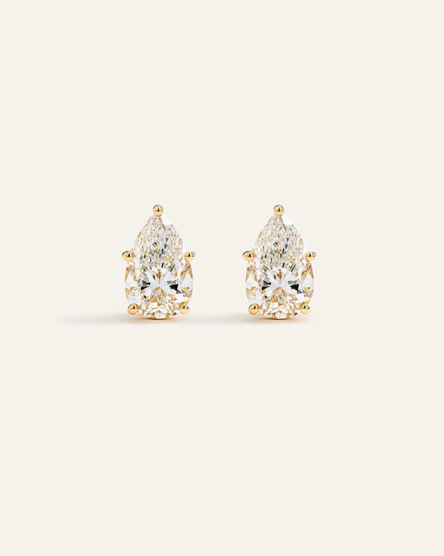14K Gold Lab Grown Diamond Statement Pear Studs - 6ctw - One Size / Yellow Gold