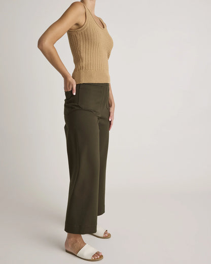 Ultra-Stretch Ponte Cropped Wide Leg Pants - 0 / Espresso