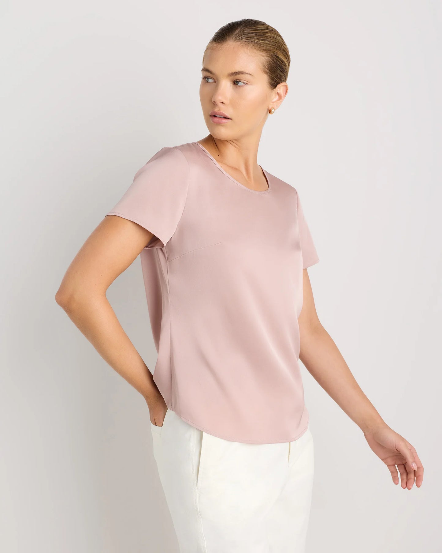 Washable Stretch Silk Tee - XS / Deep Orchid Purple