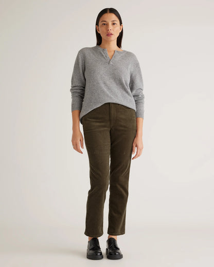 Organic Stretch Corduroy Straight Leg Pants - 0 / Espresso