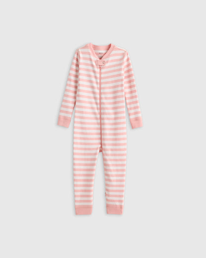 100% Organic Cotton One Piece Pajama - 2T / Navy Stripe