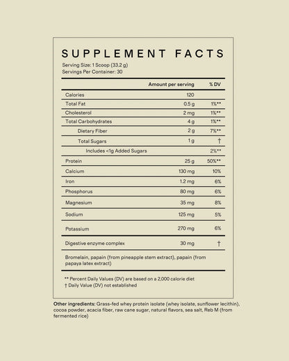Grass-Fed Whey Protein Isolate - 30 Servings / Vanilla Bean