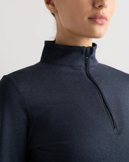 Flowknit Quarter-Zip Pullover - XS / Heather Deep Navy