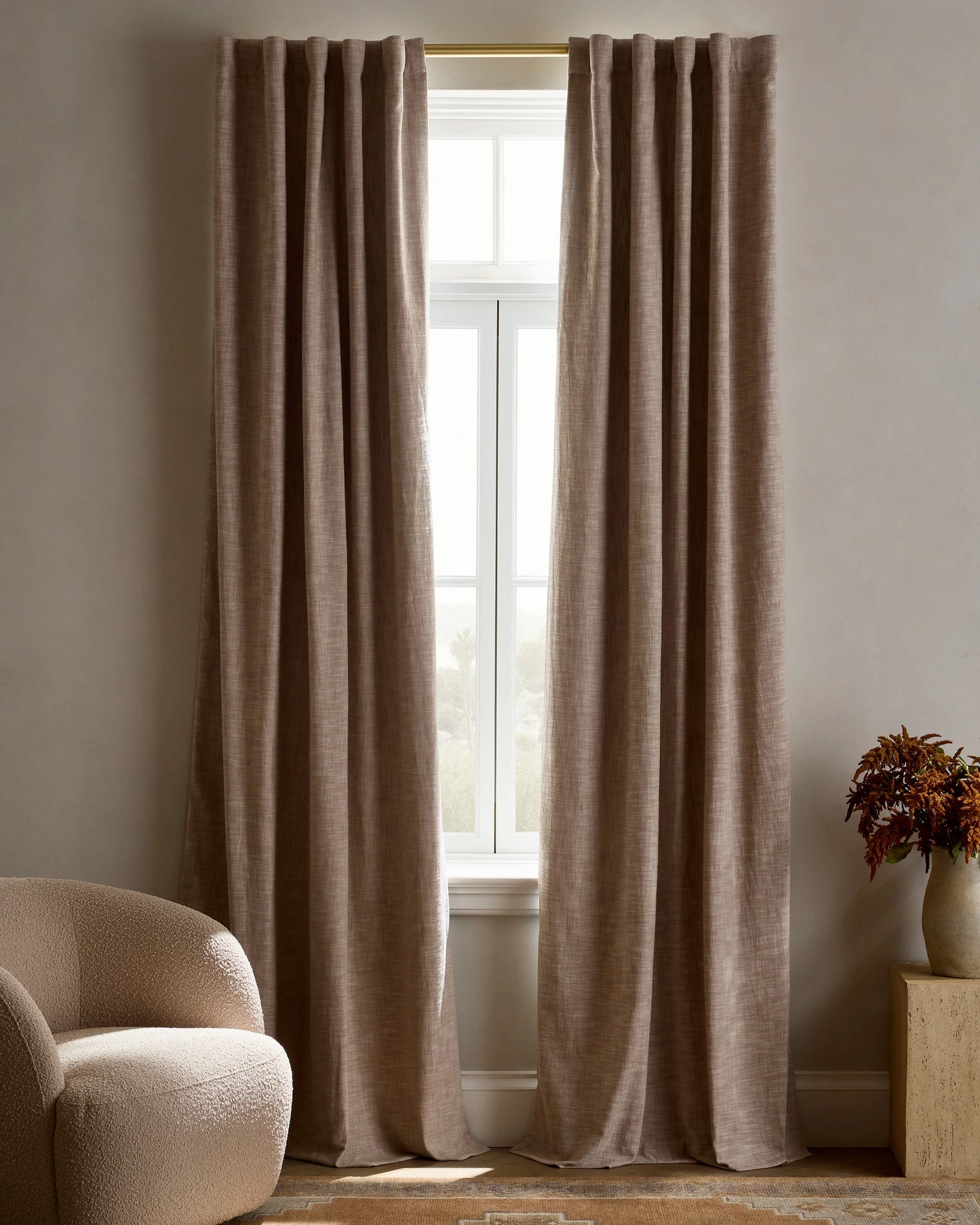 Textured Cotton Room Darkening Curtain - 48x84 / Ivory