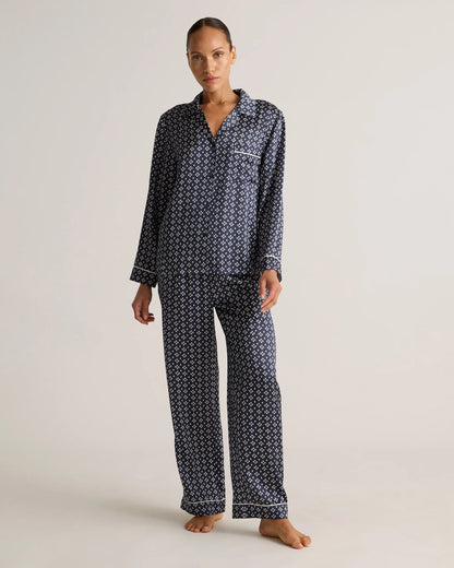 100% Washable Silk Satin Pajama Long Sleeve Top - XS / Toasted Almond