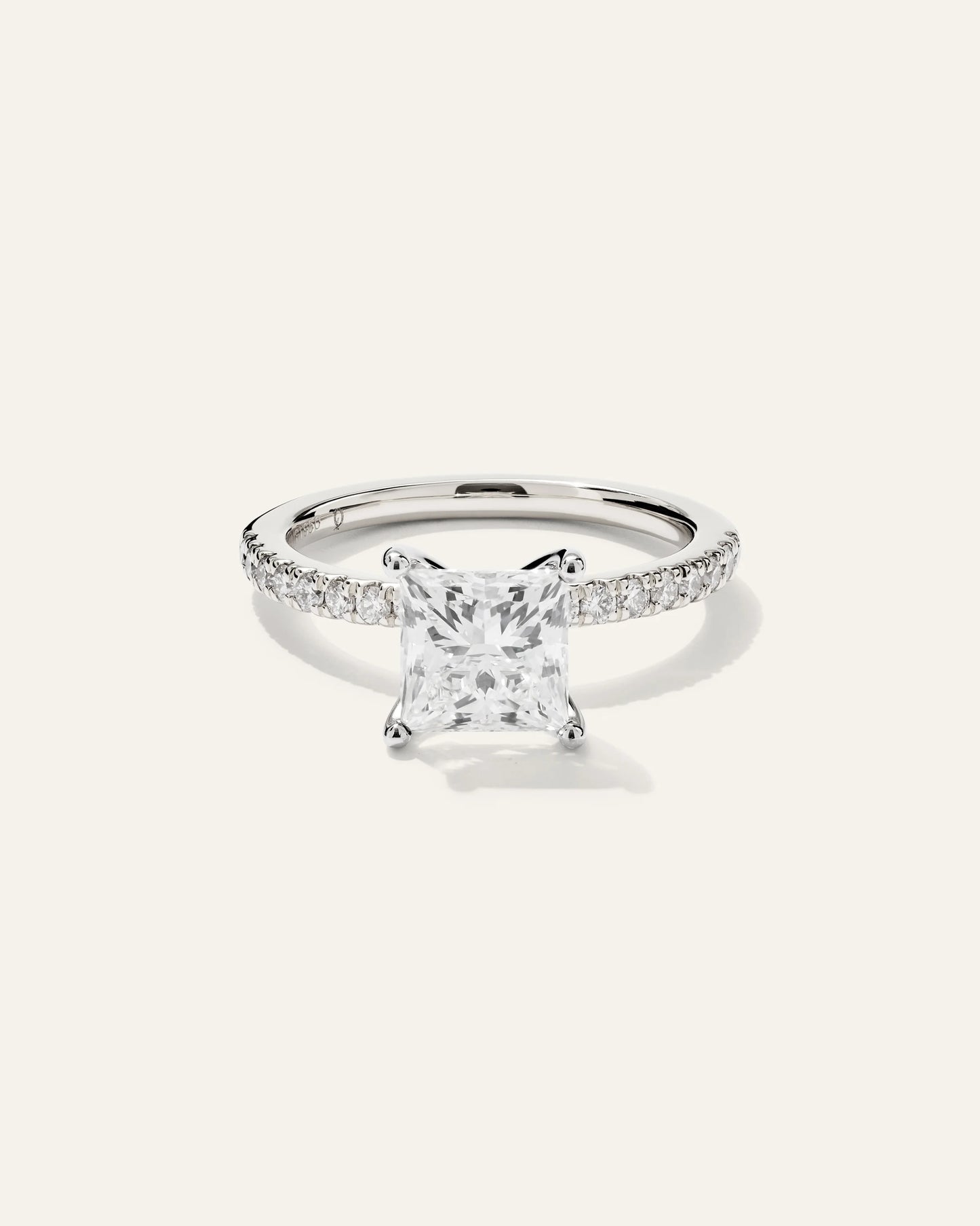 Lab Grown Diamond Princess Petite Pave Engagement Ring - 1.5ct - 4 / Yellow Gold