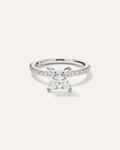 Lab Grown Diamond Princess Petite Pave Engagement Ring - 1.5ct - 4 / Yellow Gold