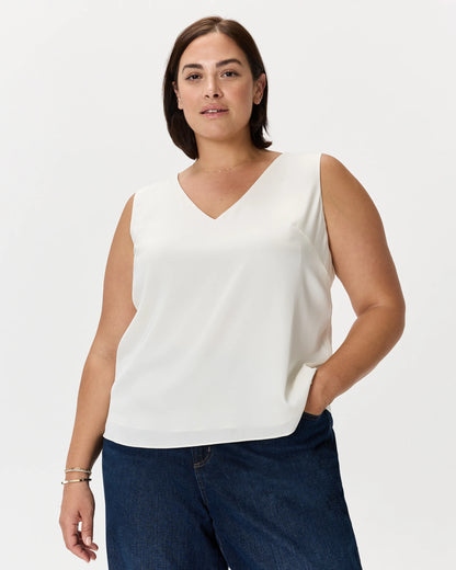 Washable Stretch Silk Tank - 1X / Navy