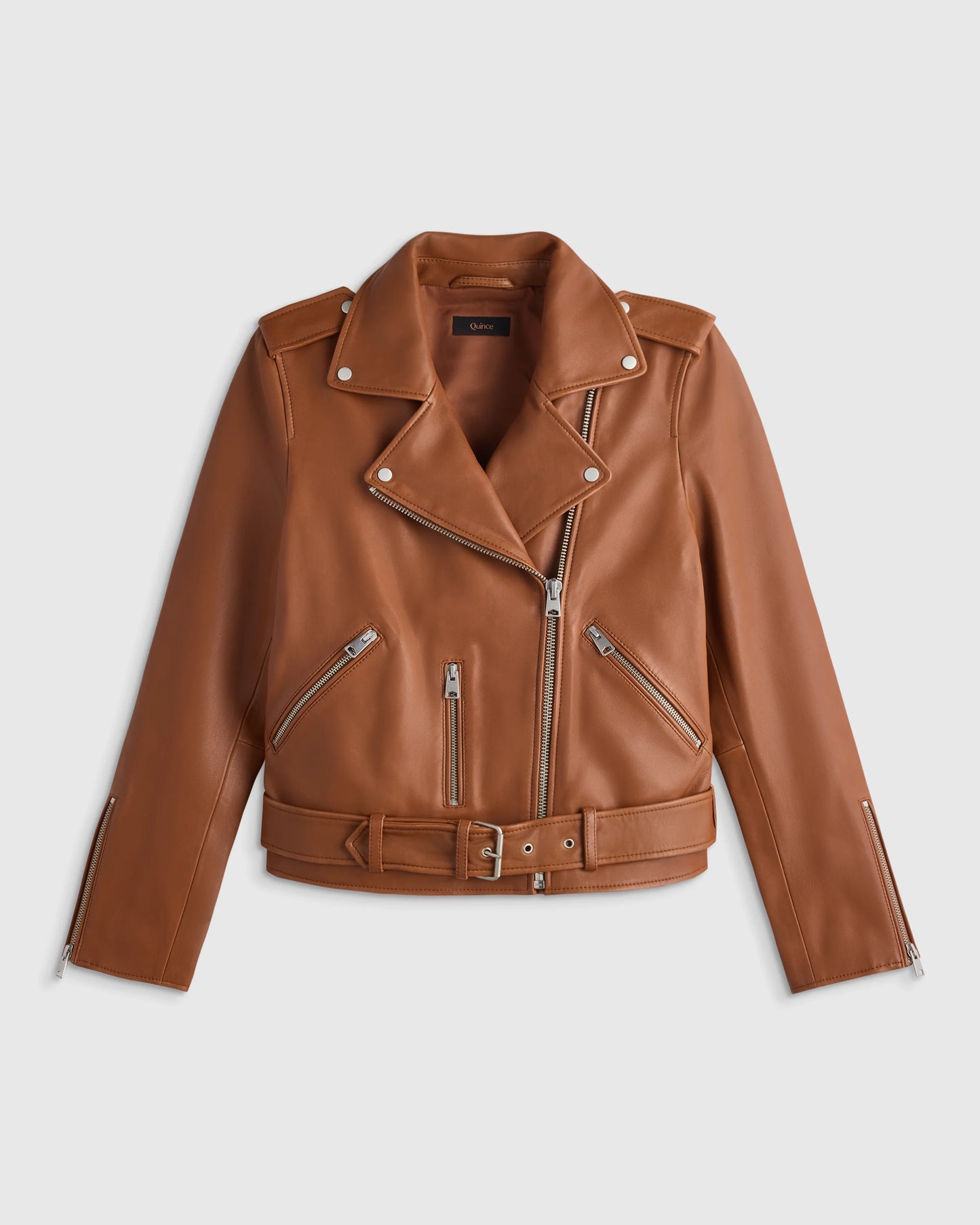 100% Leather Motorcycle Jacket - XS / Cognac