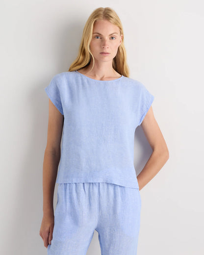 100% European Linen Pajama Set - XS / French Blue