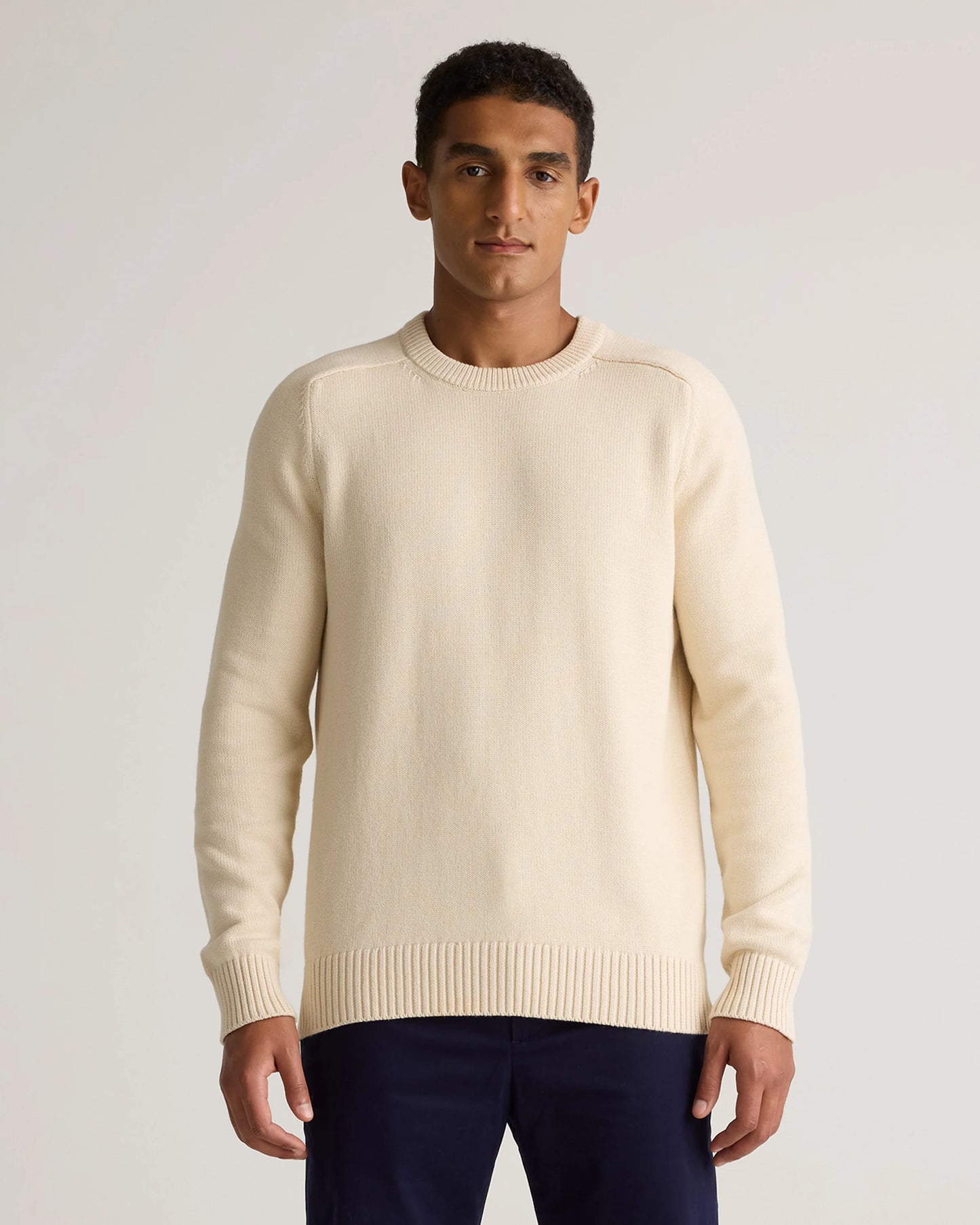 100% Organic Cotton Crewneck Sweater - S / Speckled Beige
