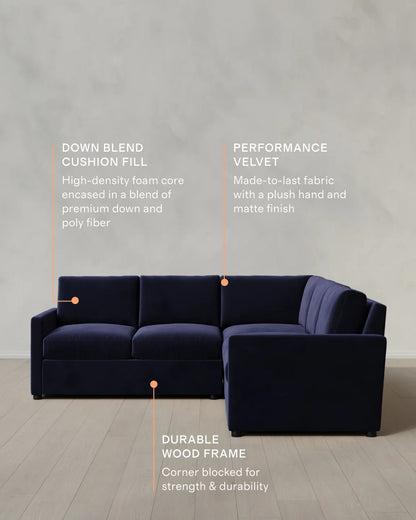 Brennan L Sectional in Performance Velvet - 99x99 / Taupe