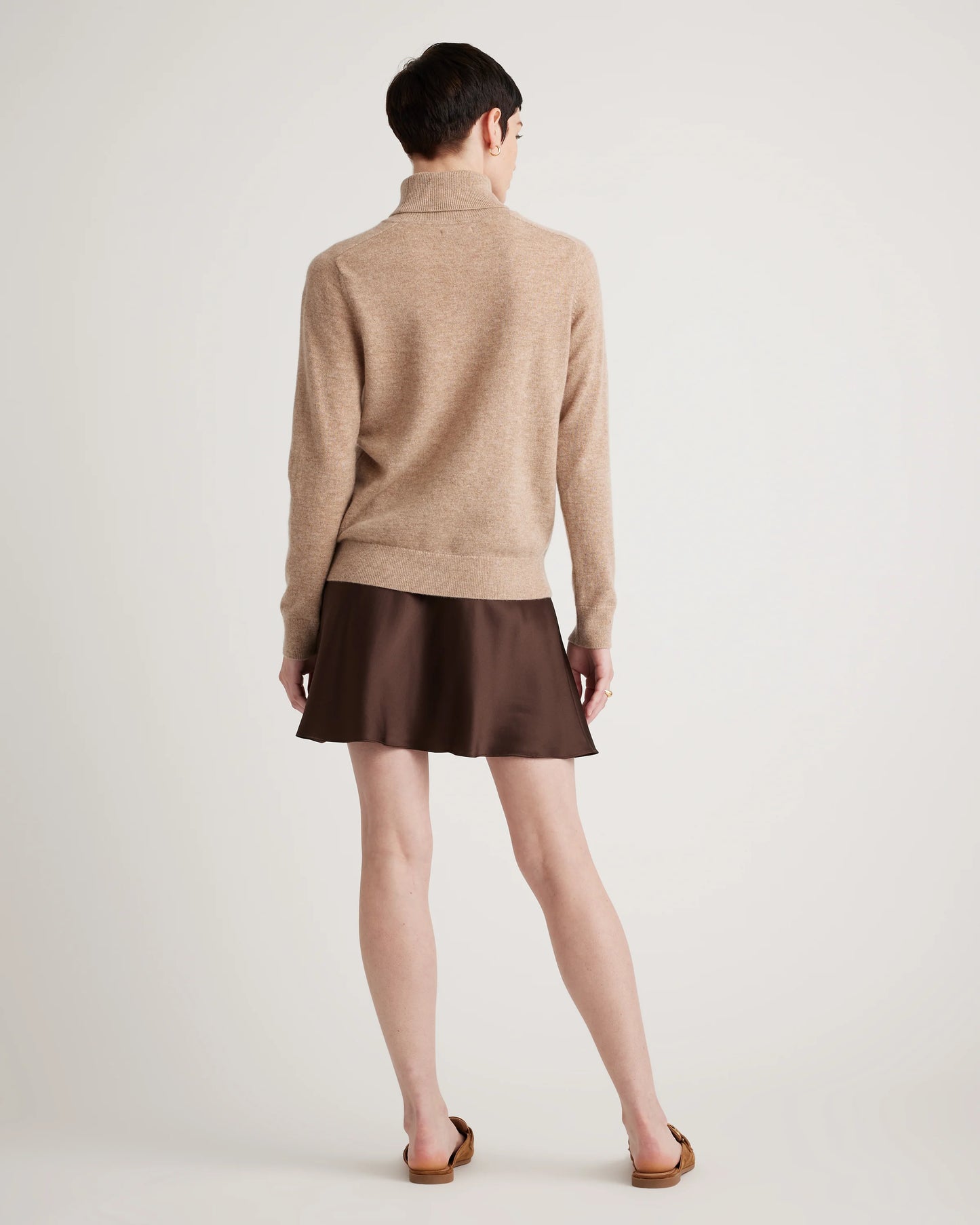100% Washable Silk Mini Skirt - XS / Champagne