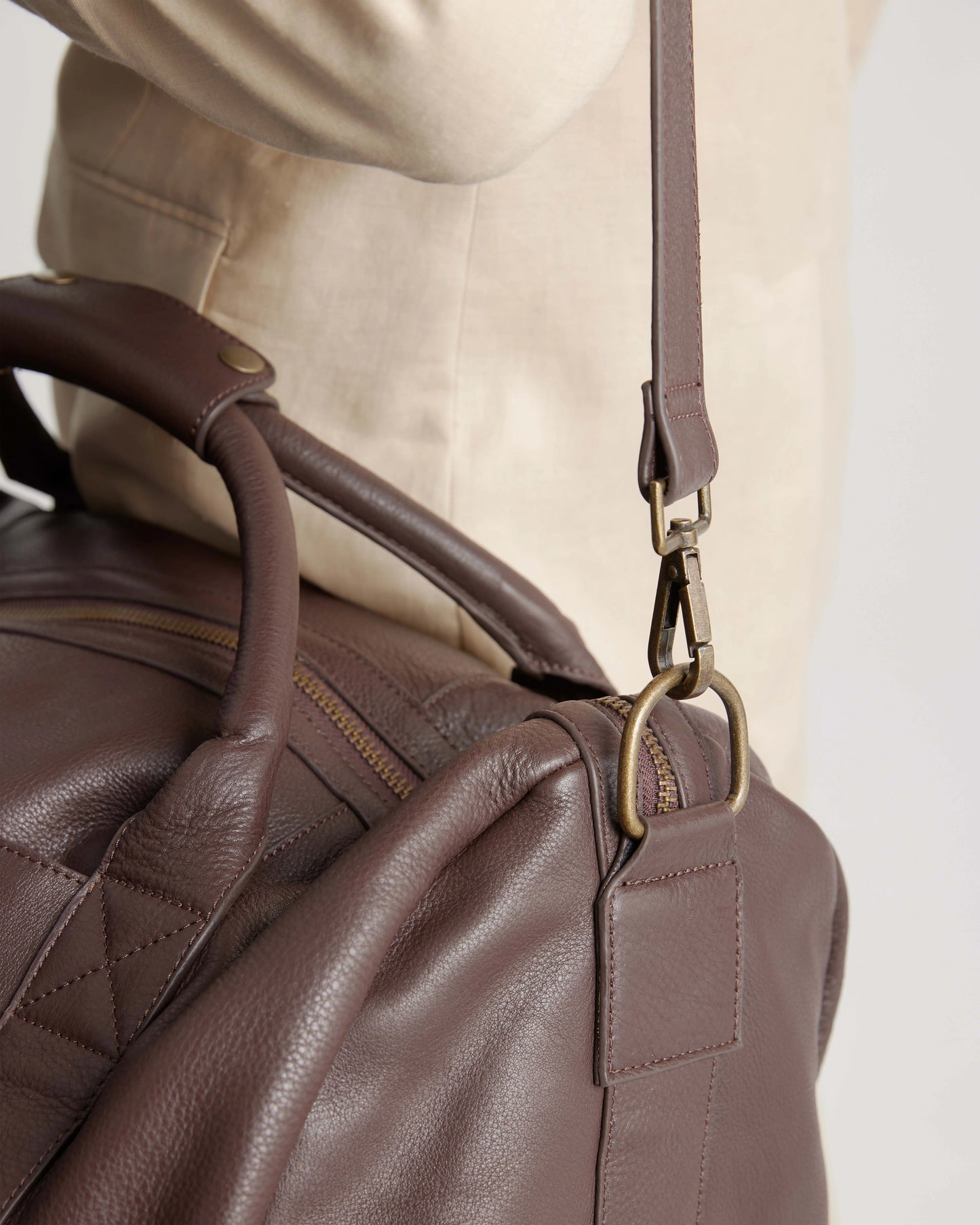 Nappa Leather Duffle Bag - One Size / Dark Brown
