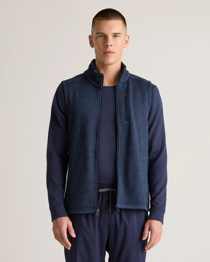 Sweater-Knit Fleece Full-Zip Vest - S / Heather Mineral Green