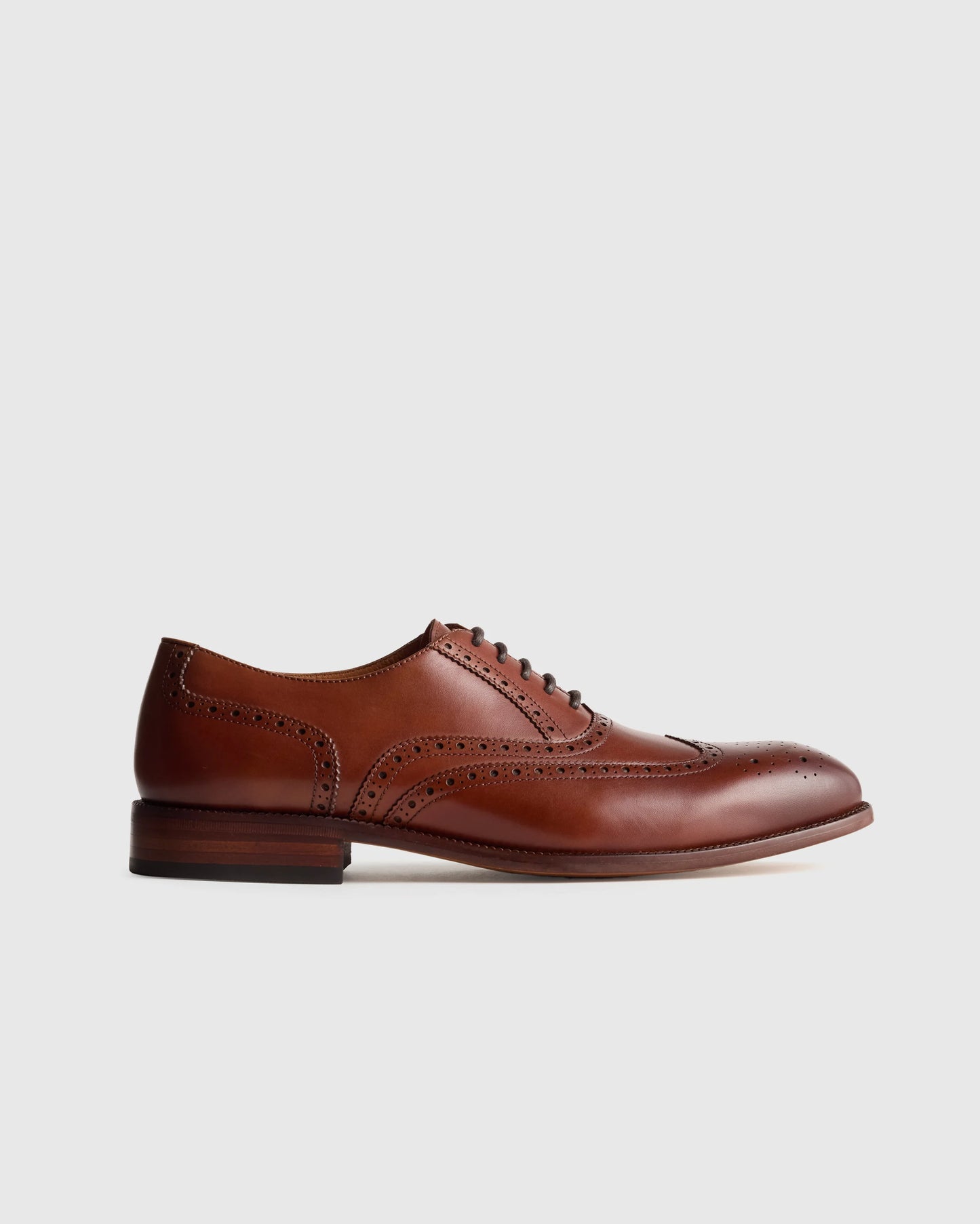 Italian Leather Wingtip Oxford - 7 / Cognac