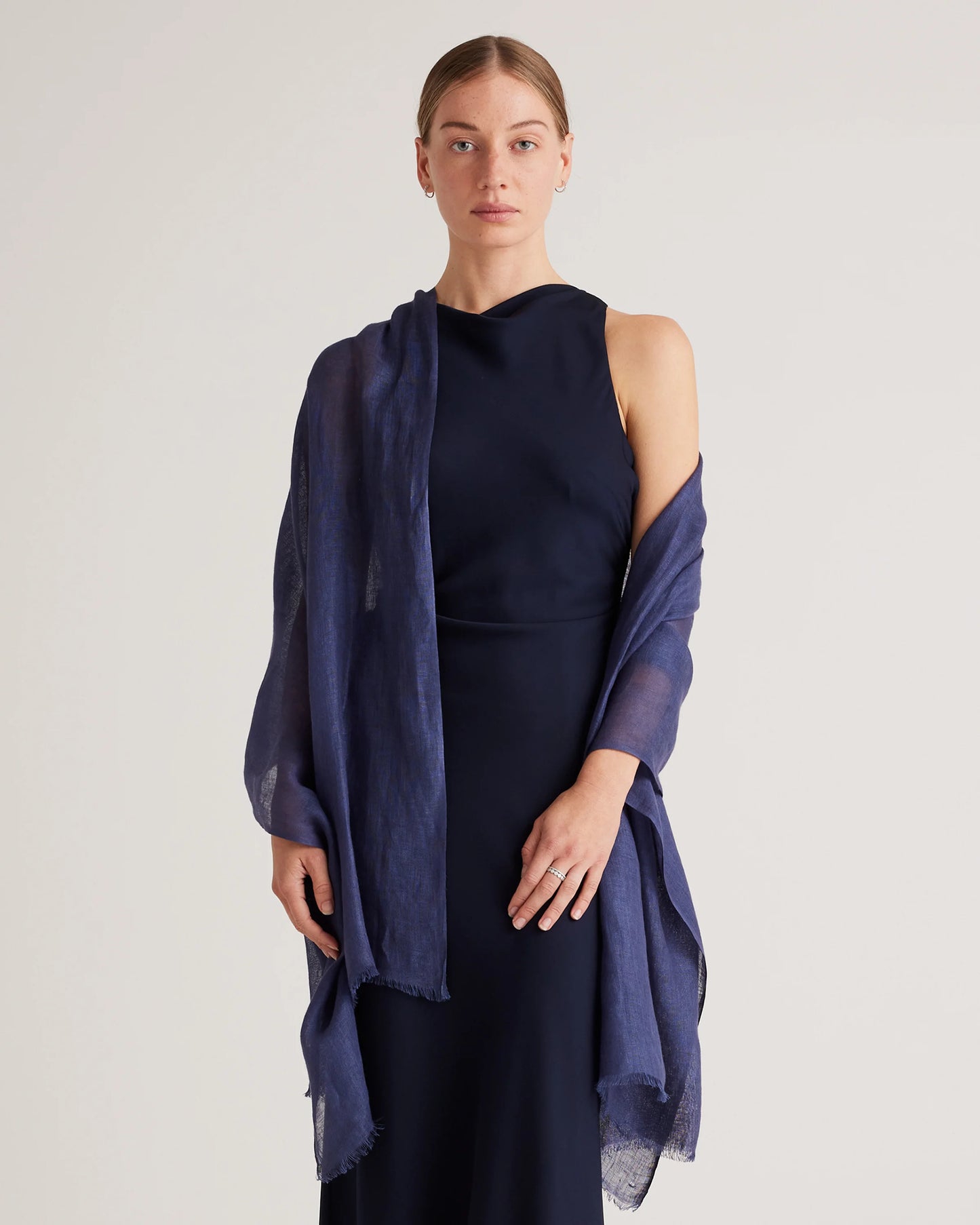 100% European Linen Scarf - One Size / Porcelain Blue
