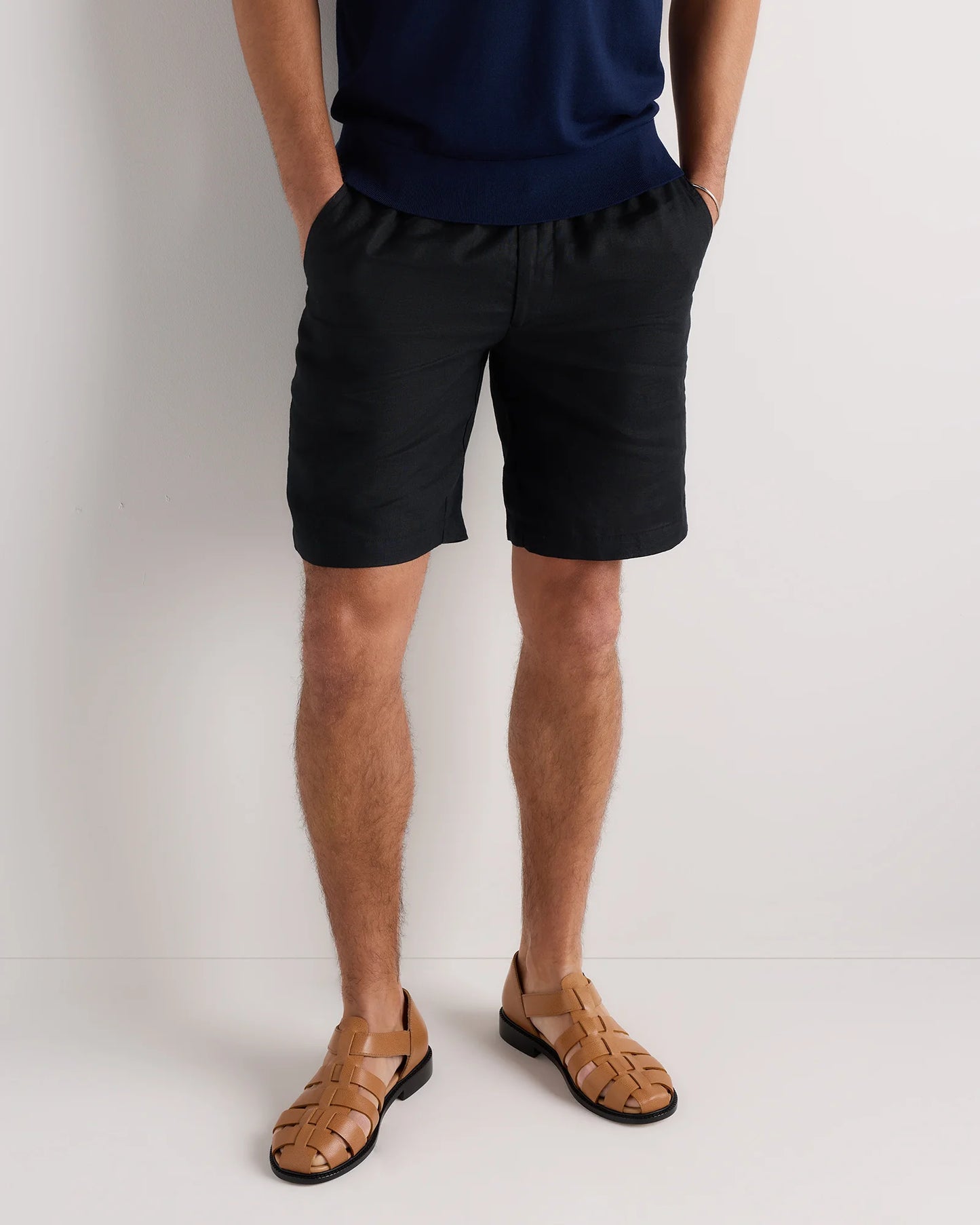 Calfskin Leather Fisherman Sandal - 7 / Black