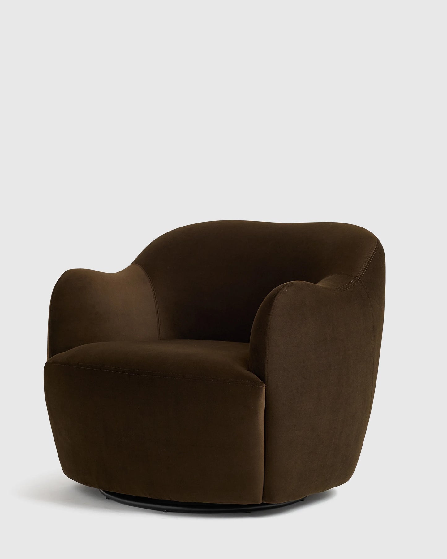 Performance Velvet Curved Arm Swivel Chair - One Size / Java