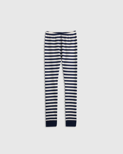 100% Organic Cotton Long Sleeve and Pant Pajama Set - 2T / Navy Stripe