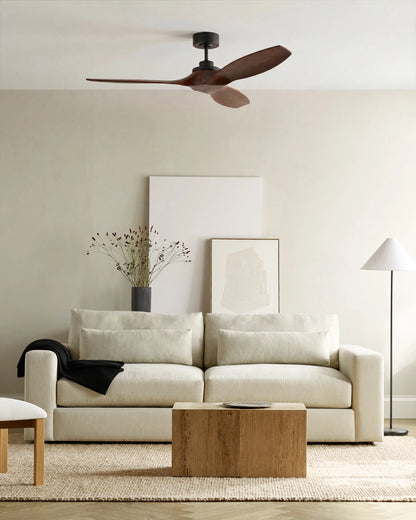 Transitional Wood Blade Ceiling Fan - 52" / Honey/Black