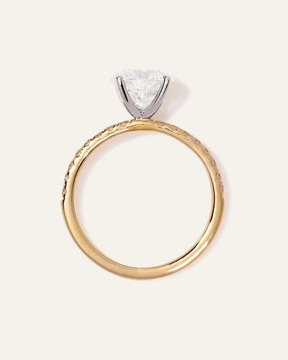 Lab Grown Diamond Round Petite Pave Engagement Ring - 2ct - 4 / Yellow Gold