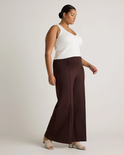 Ultra-Stretch Ponte Super Wide Leg Pants - XS / Black