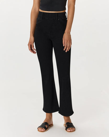 Nina Stretch Pull-On Kick Flare Jeans - XS / Raven Black
