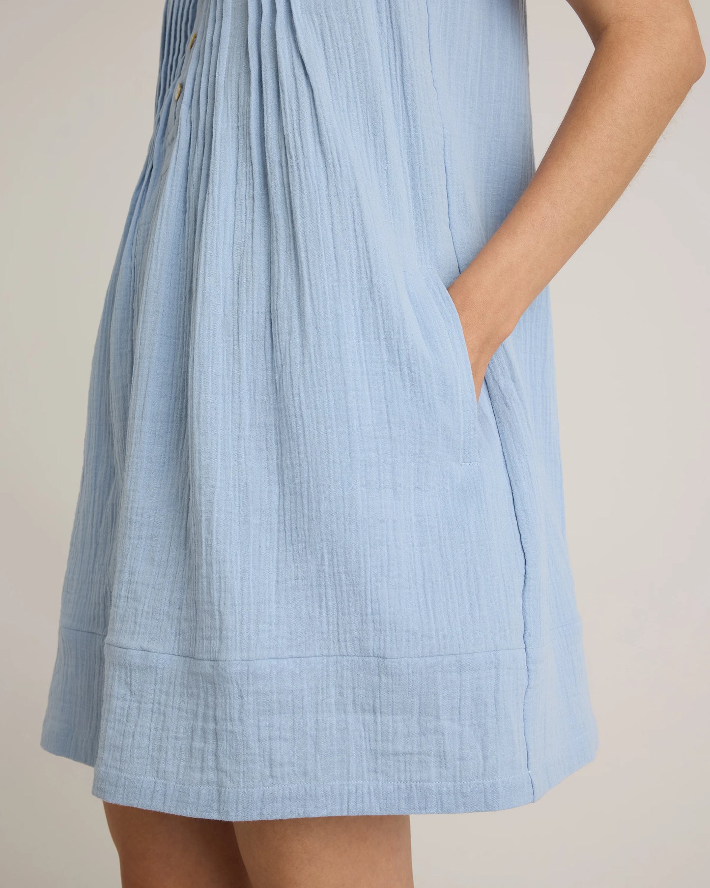 100% Organic Cotton Gauze Sleeveless Swing Dress - XS / Amaranth Pink