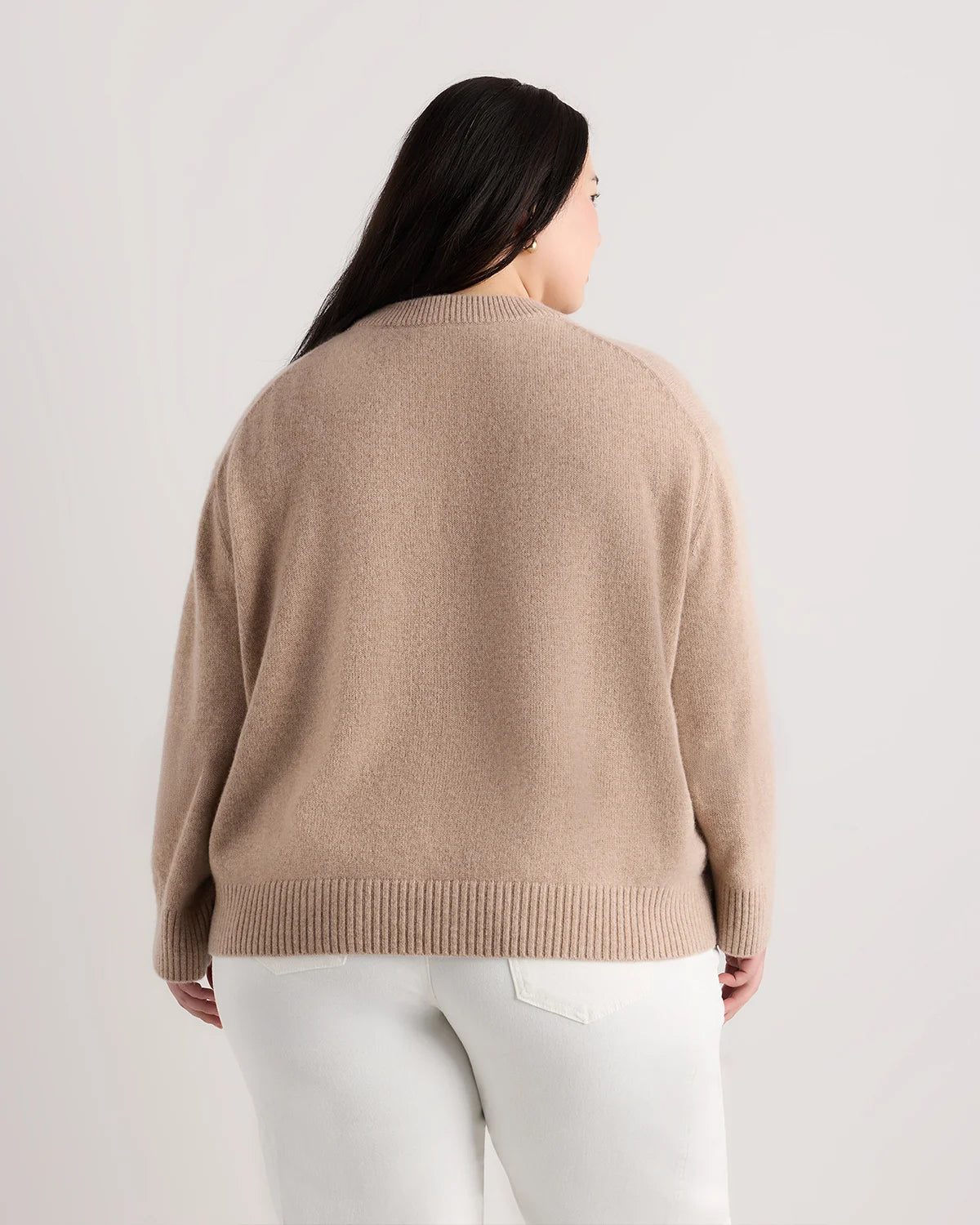 Mongolian Cashmere Oversized Crewneck Sweater - 1X / Oatmeal