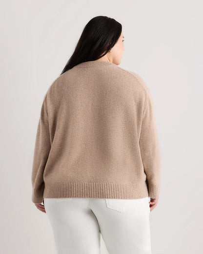 Mongolian Cashmere Oversized Crewneck Sweater - 1X / Oatmeal