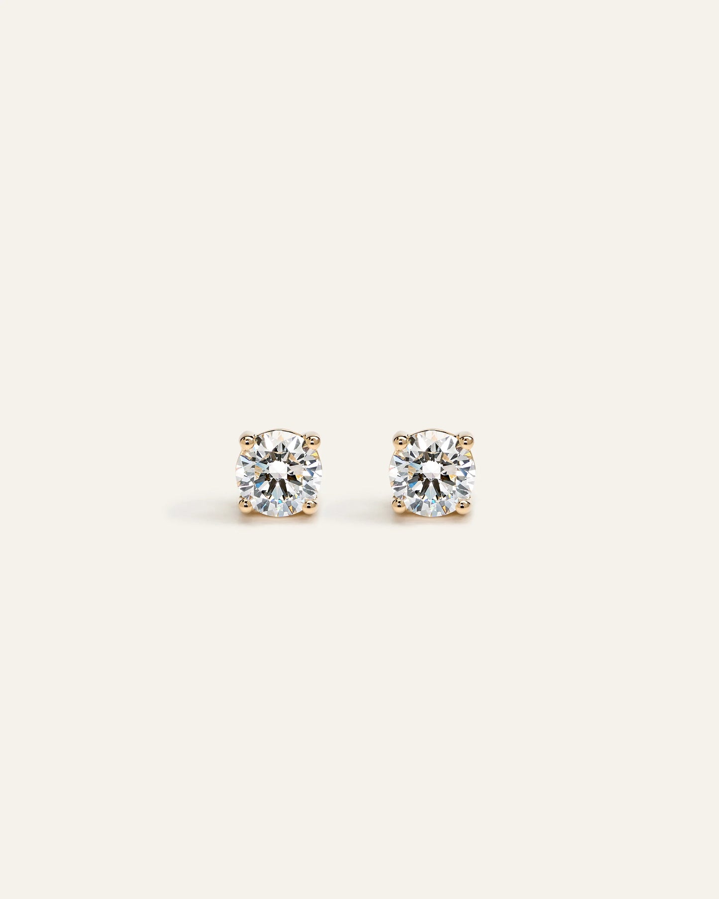 14K Gold Lab Grown Diamond Four-Prong Solitaire Studs - 1ctw - One Size / Yellow Gold