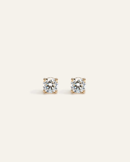 14K Gold Lab Grown Diamond Four-Prong Solitaire Studs - 1ctw - One Size / Yellow Gold