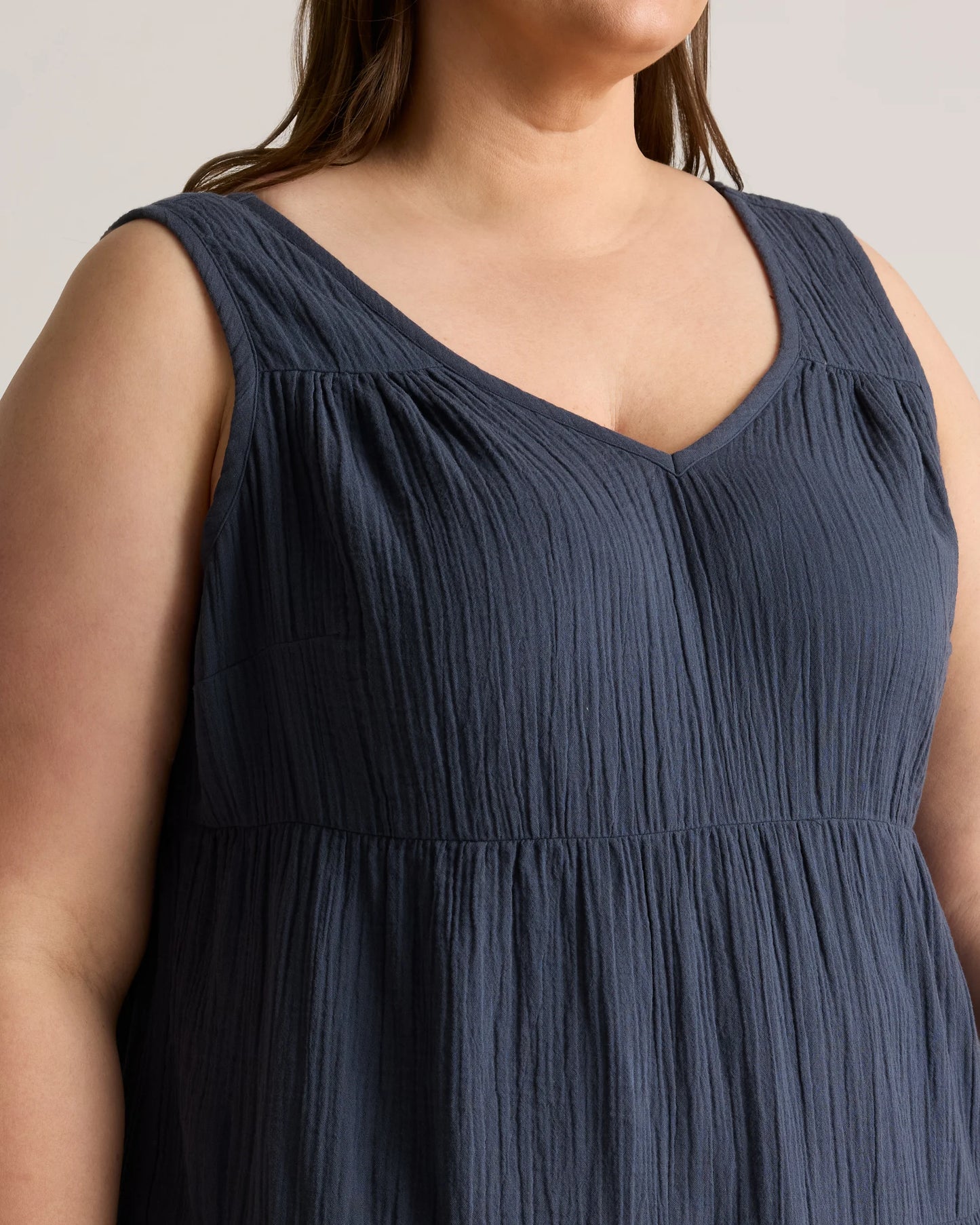 100% Organic Cotton Gauze Tiered Maxi Dress - 1X / Orchid Blue