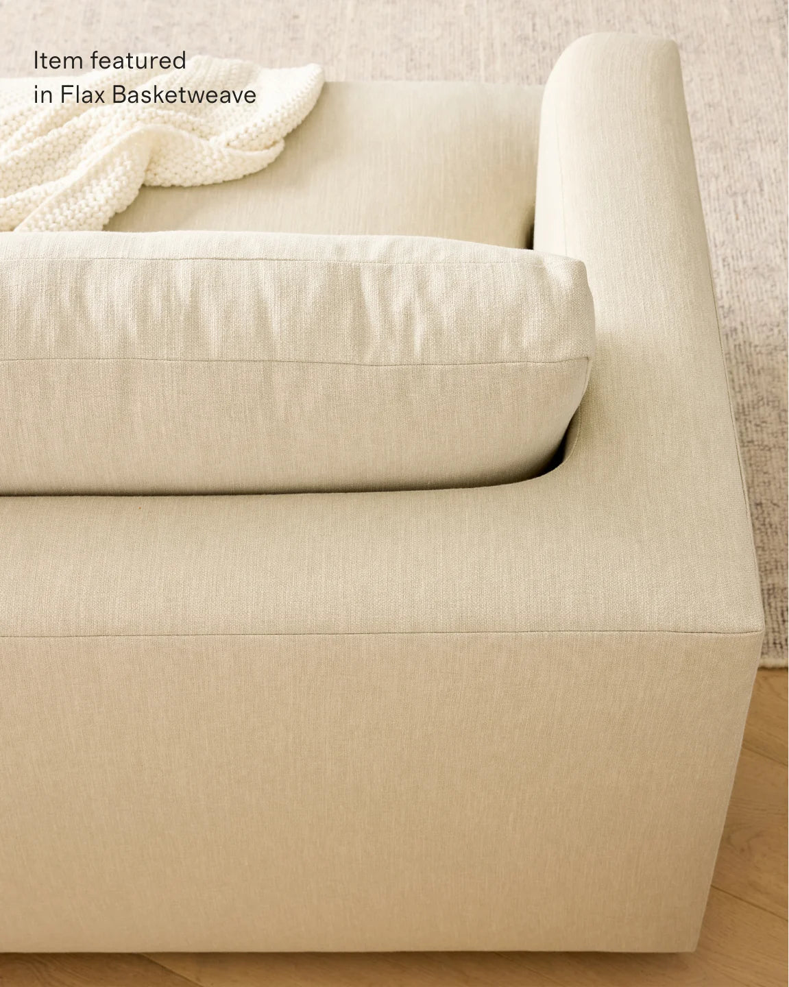 Sierra Curved Arm Sofa in Performance Basketweave - 7ft / Flax