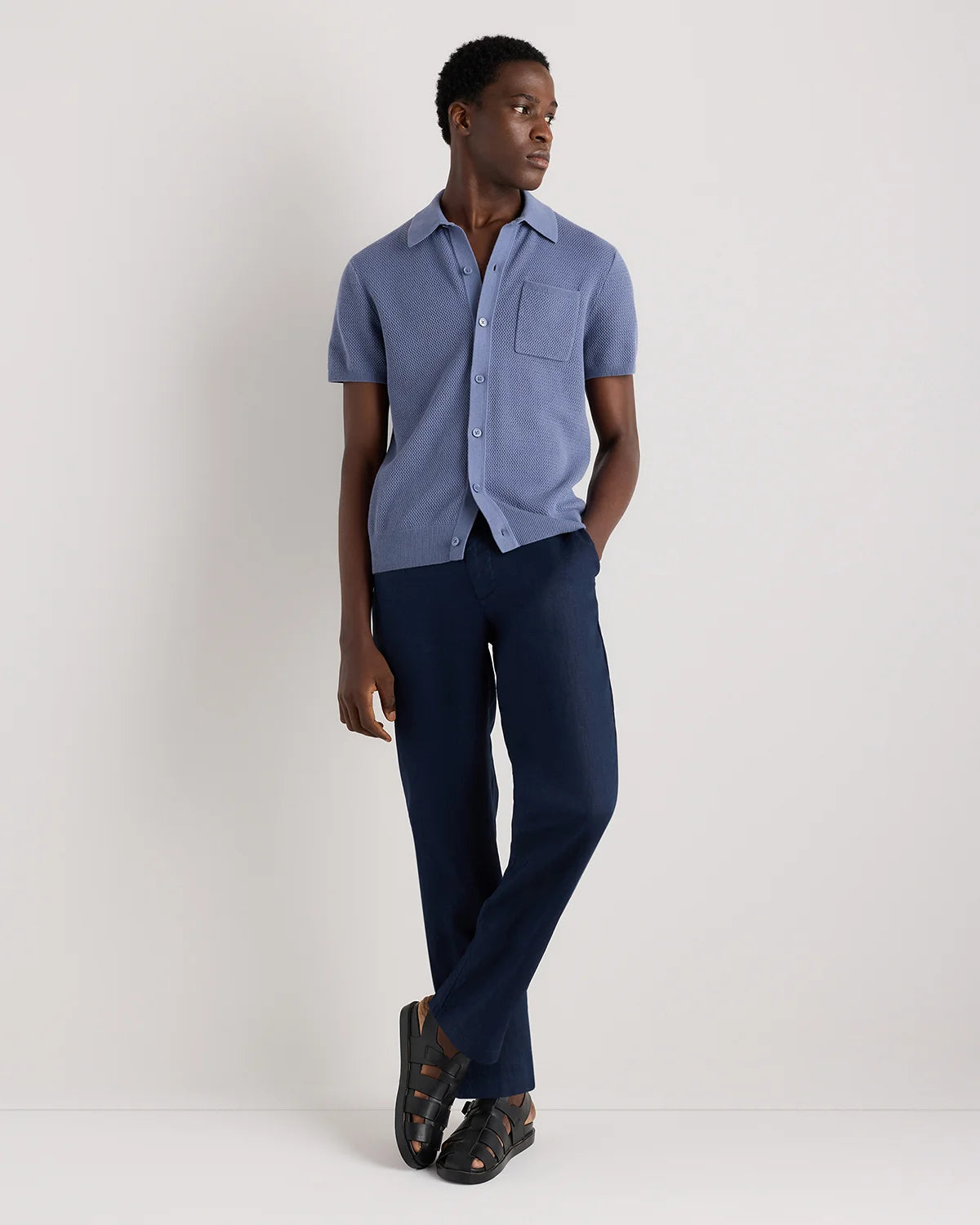 100% European Linen Trousers - 30X30 / Chambray Blue