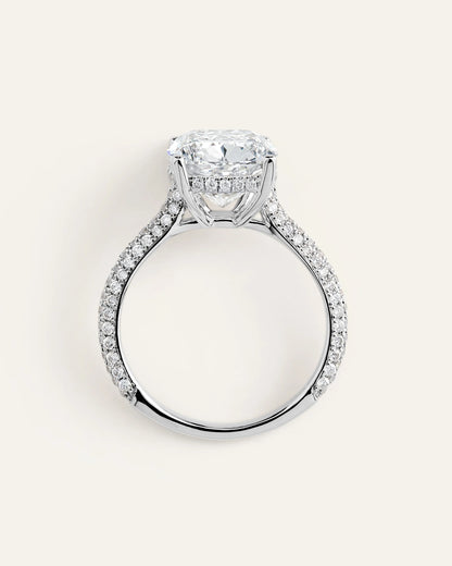 Lab Grown Diamond Elongated Cushion Pave Cathedral Engagement Ring - 5ct - 4 / Yellow Gold
