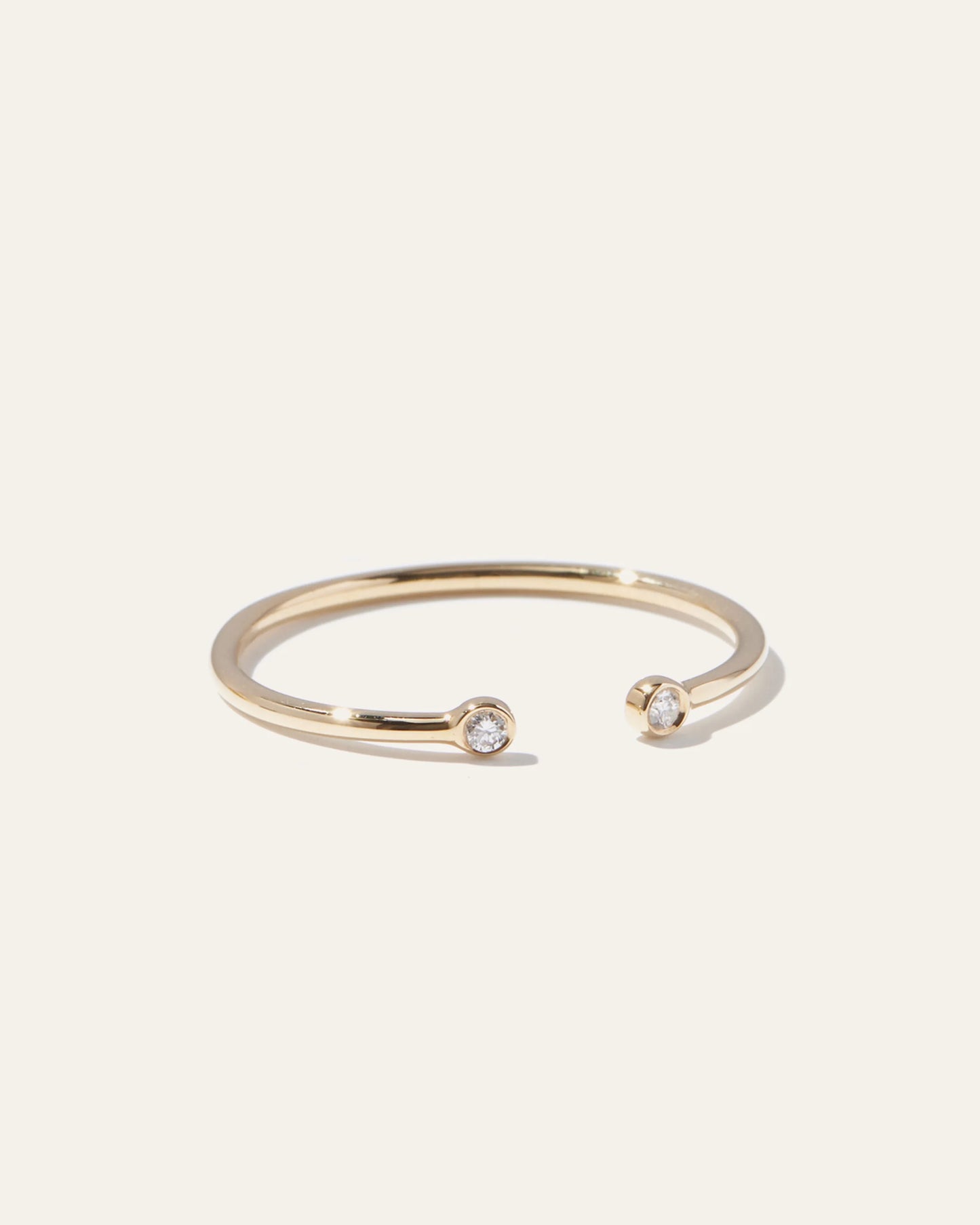 14K Gold Diamond Bezel Open Ring - 4 / White Gold