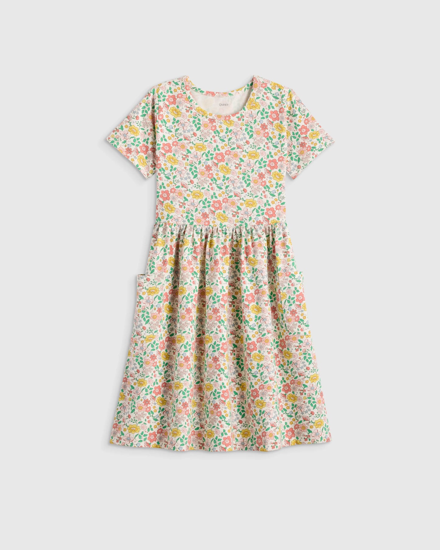 Organic Cotton Fit and Flare Pocket Dress - 6 / Cloud Rainbow Stripe