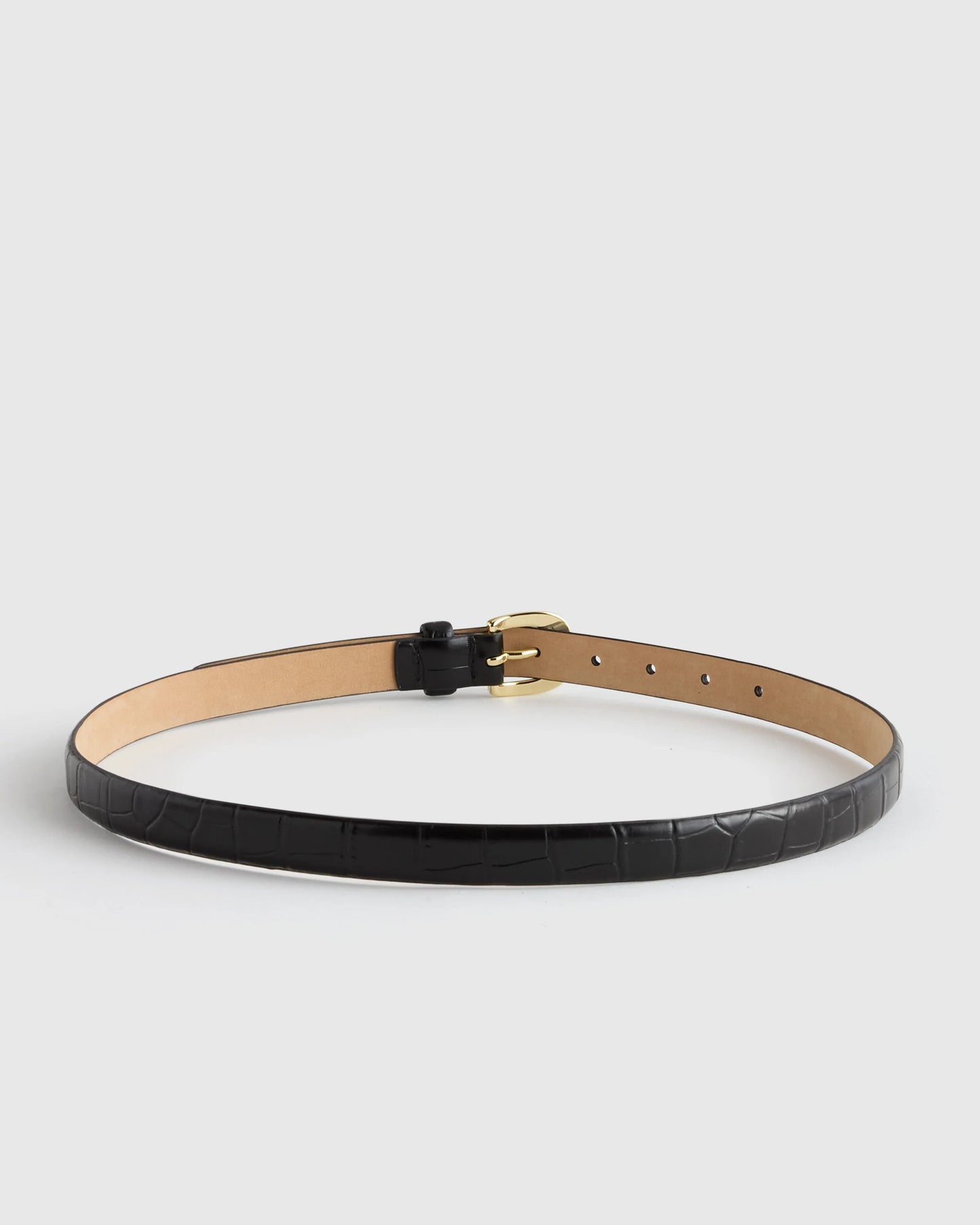 Sofia European Leather Skinny Belt - XS / Black