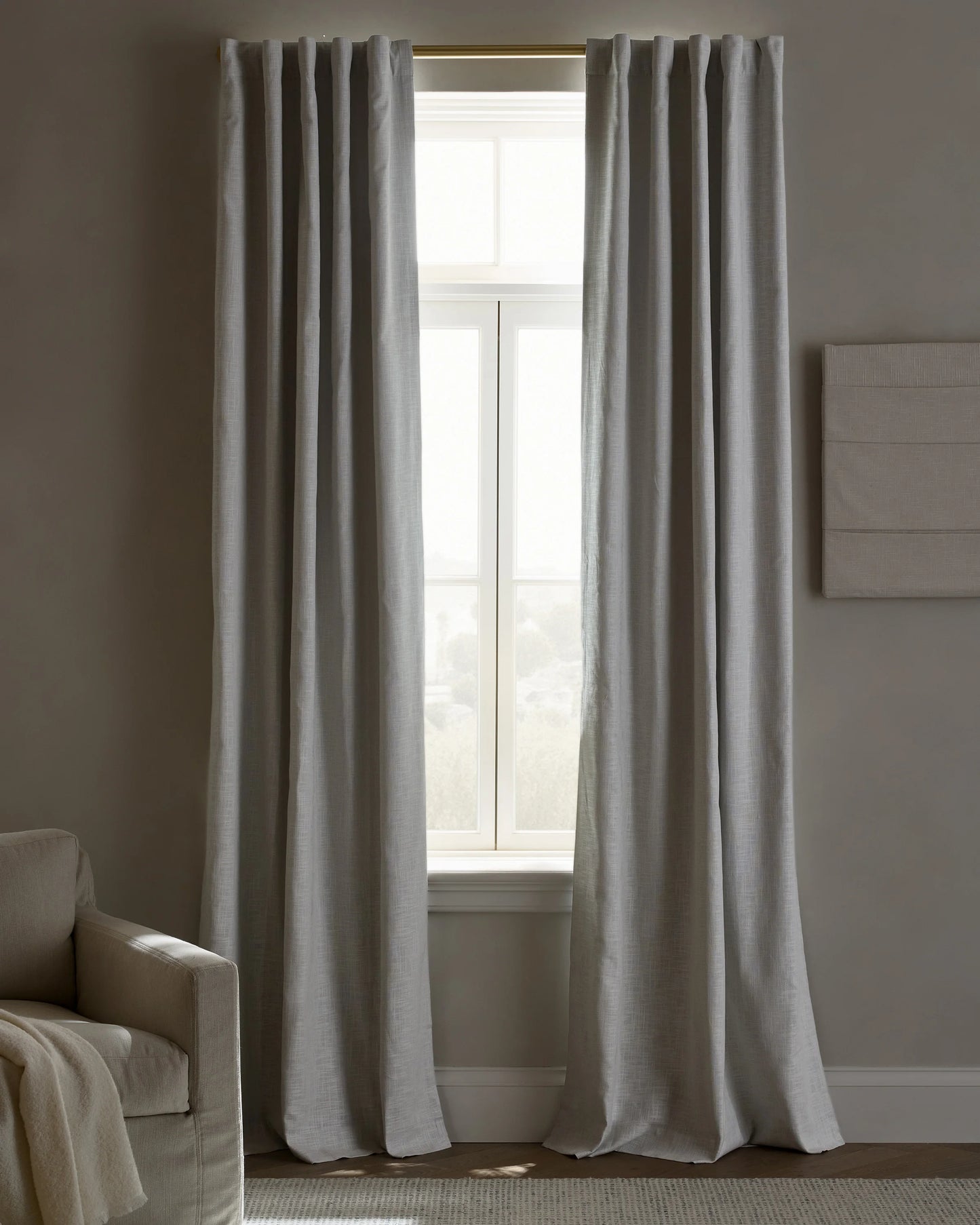 Textured Cotton True Blackout Curtain - 48x84 / White