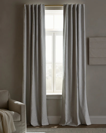 Textured Cotton True Blackout Curtain - 48x84 / White