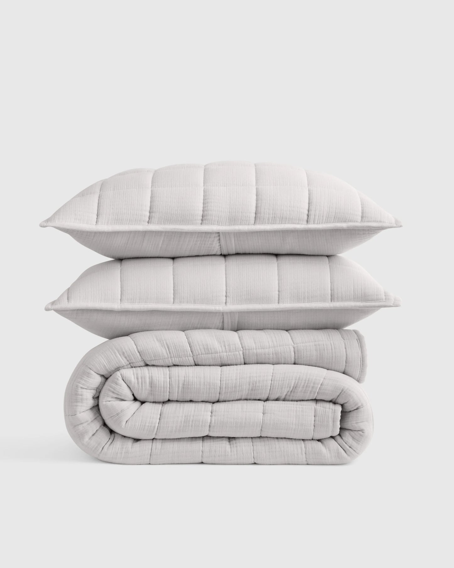 Organic Cotton Gauze Box Quilt Set - Twin / Mineral