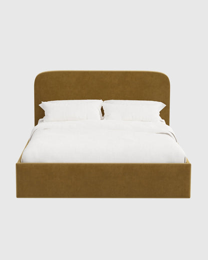 Curved Bed in Performance Velvet - Full / Walnut