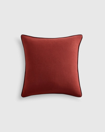 Contrast Piped Wool Pillow Cover - 20x20 / Brick Red/Espresso
