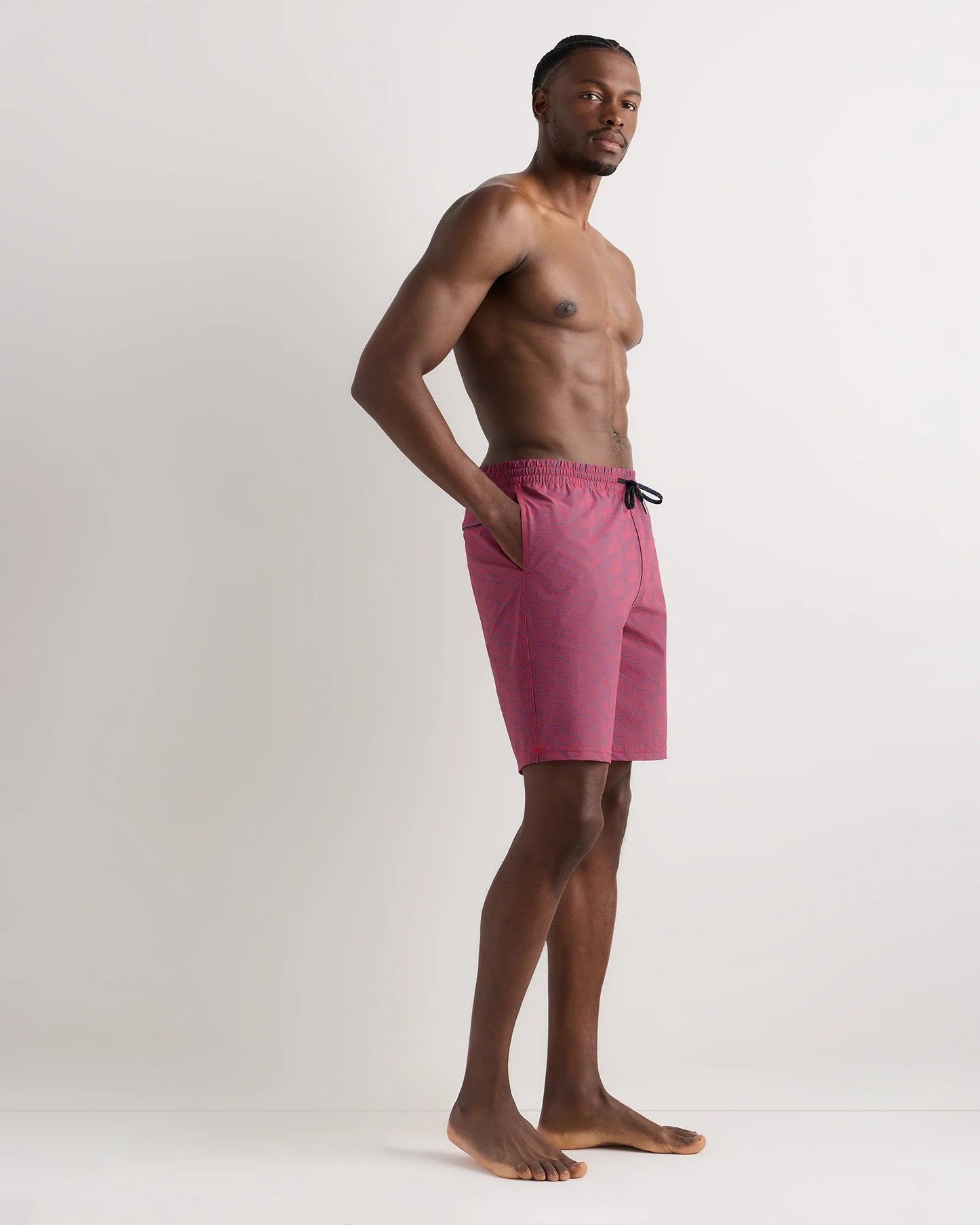 Italian Swim Trunks - 9" - S / Navy Palms