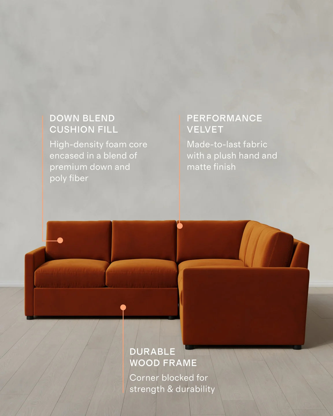 Brennan L Sectional in Performance Velvet - 99x99 / Taupe