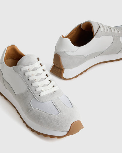 Italian Leather and Suede Retro Runner - 7 / Dark Navy