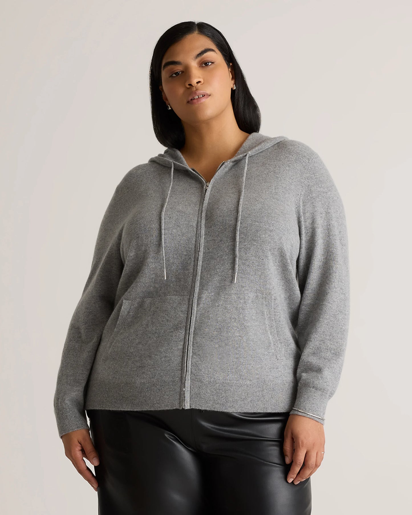 Mongolian Cashmere Full-Zip Hoodie - 1X / True Navy